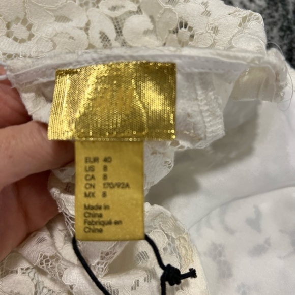 H&M Gold Label Ivory Short Sleeve Midi Lace Dress with a Back Slit - Picture 9 of 16